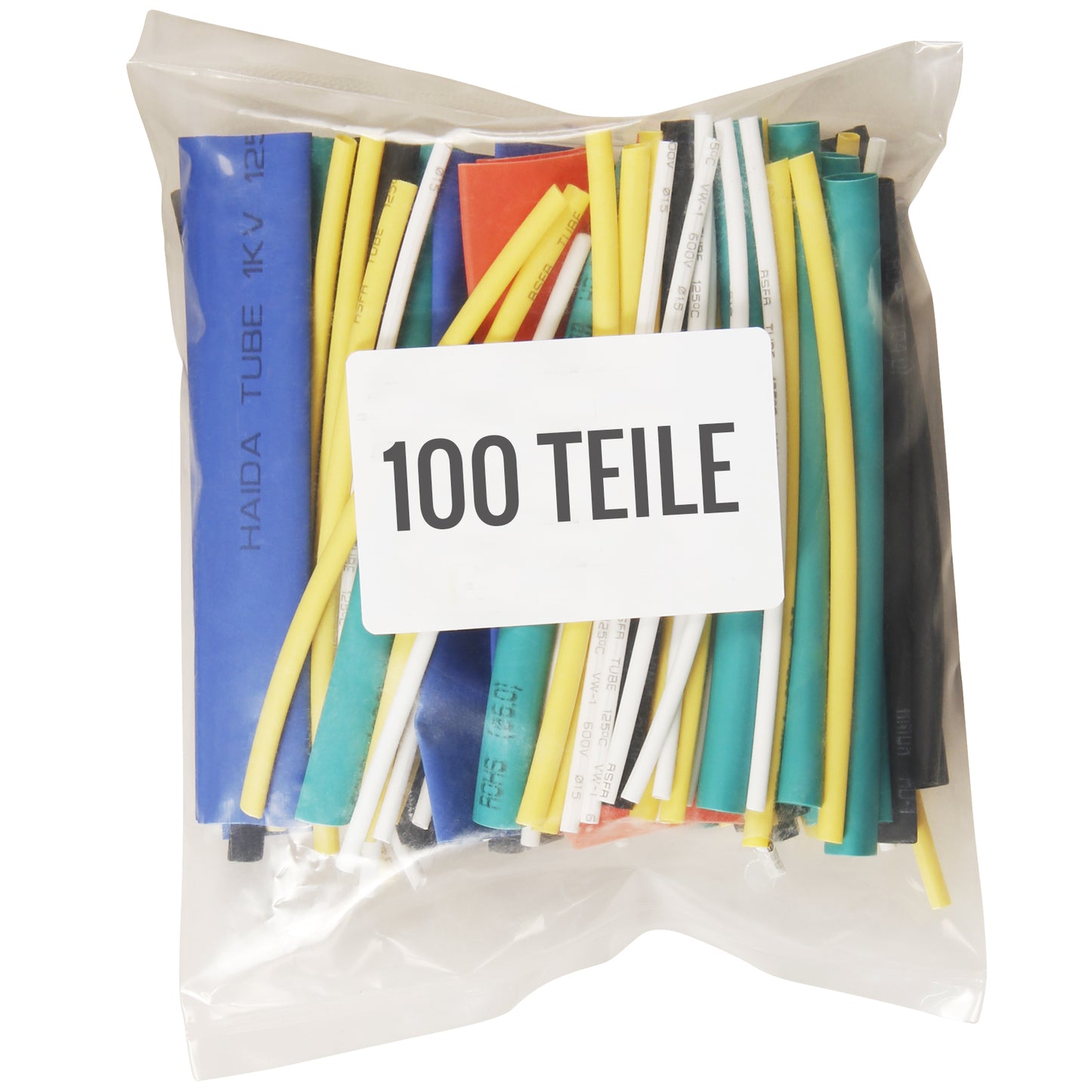 100 tlg. Schrumpfschlauch Set verschiedene Größen Schrumpfschläuche Bunt 10cm