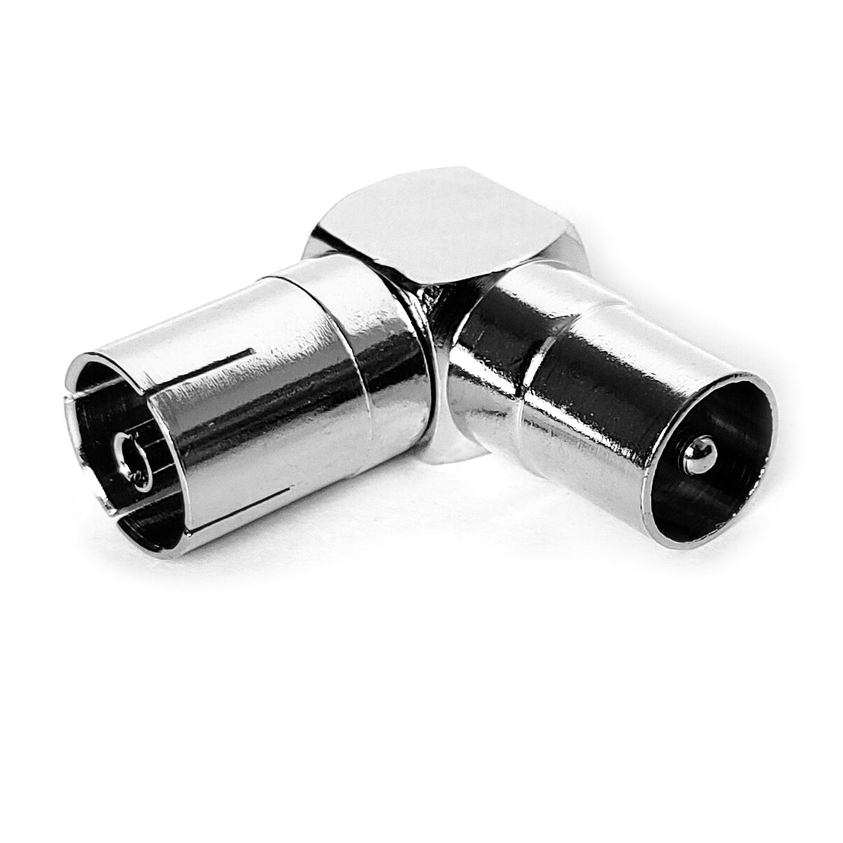 2x Koaxial Winkeladapter 90° IEC Stecker/Buchse Metall Kupplung Antennenkabel TV