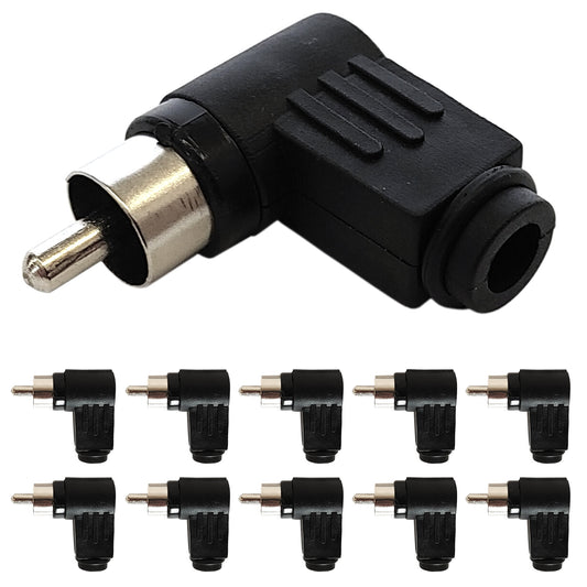 10x Cinch Winkelstecker Schwarz zum Löten RCA Audio Stecker gewinkelt Chinch Set