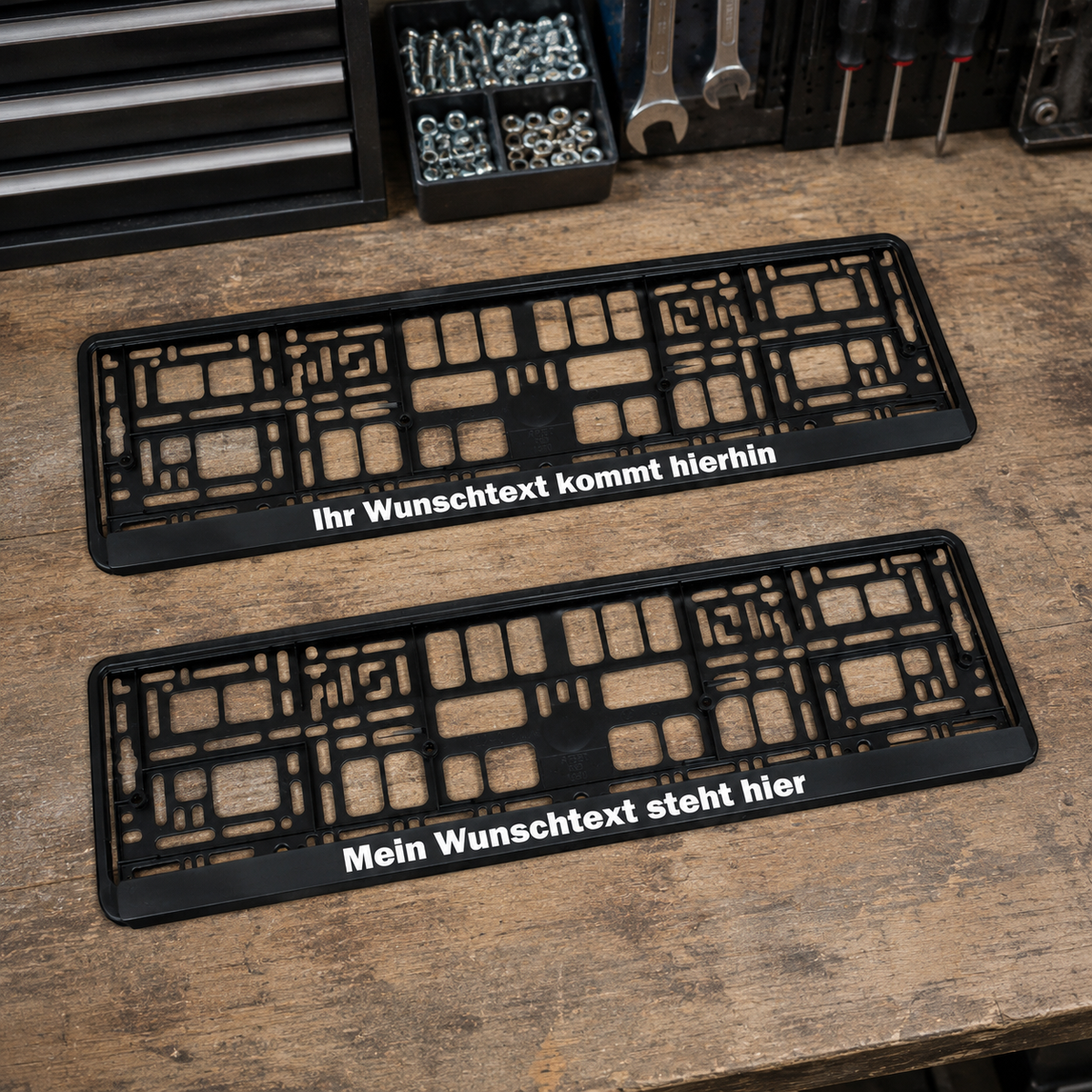 KFZ Nummernschild Halterung personalisiert mit Wunschtext | Kennzeichen Halter