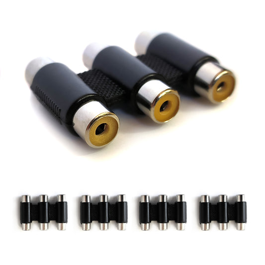 4x Cinch Kupplung 3-fach Audio Adapter Verbinder RCA Buchse Stereo Mono Chinch