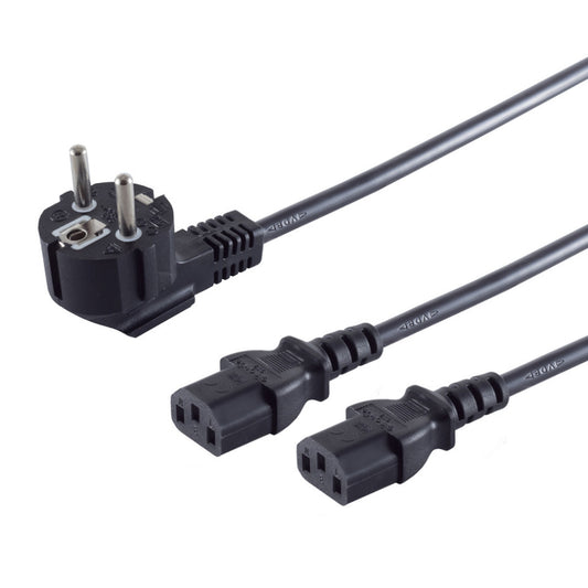 Nahaufnahme vom Kaltgeräte Y-Stromkabel mit einer Länge von 1,8m.