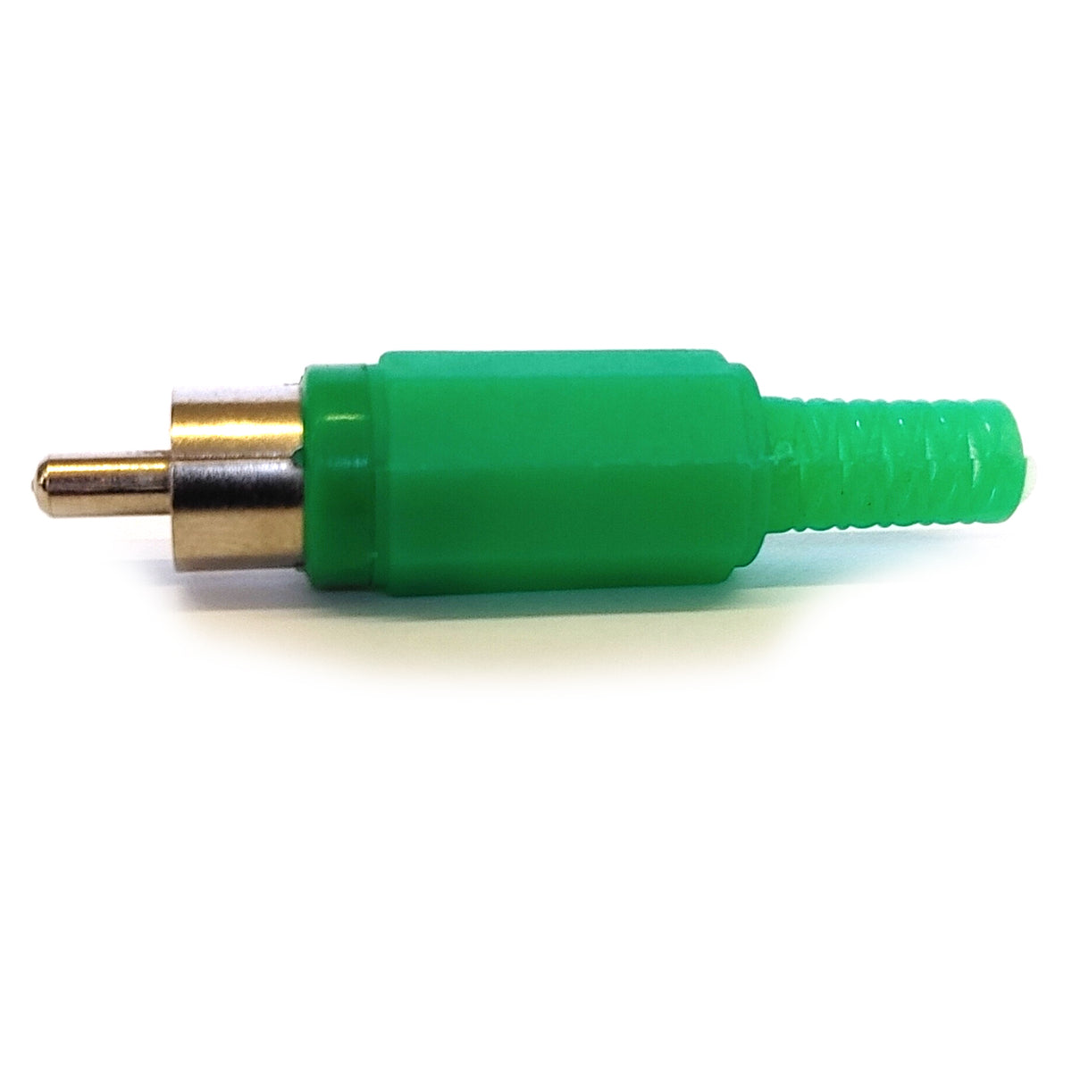 Seitenansicht vom Cinch Stecker in Grün