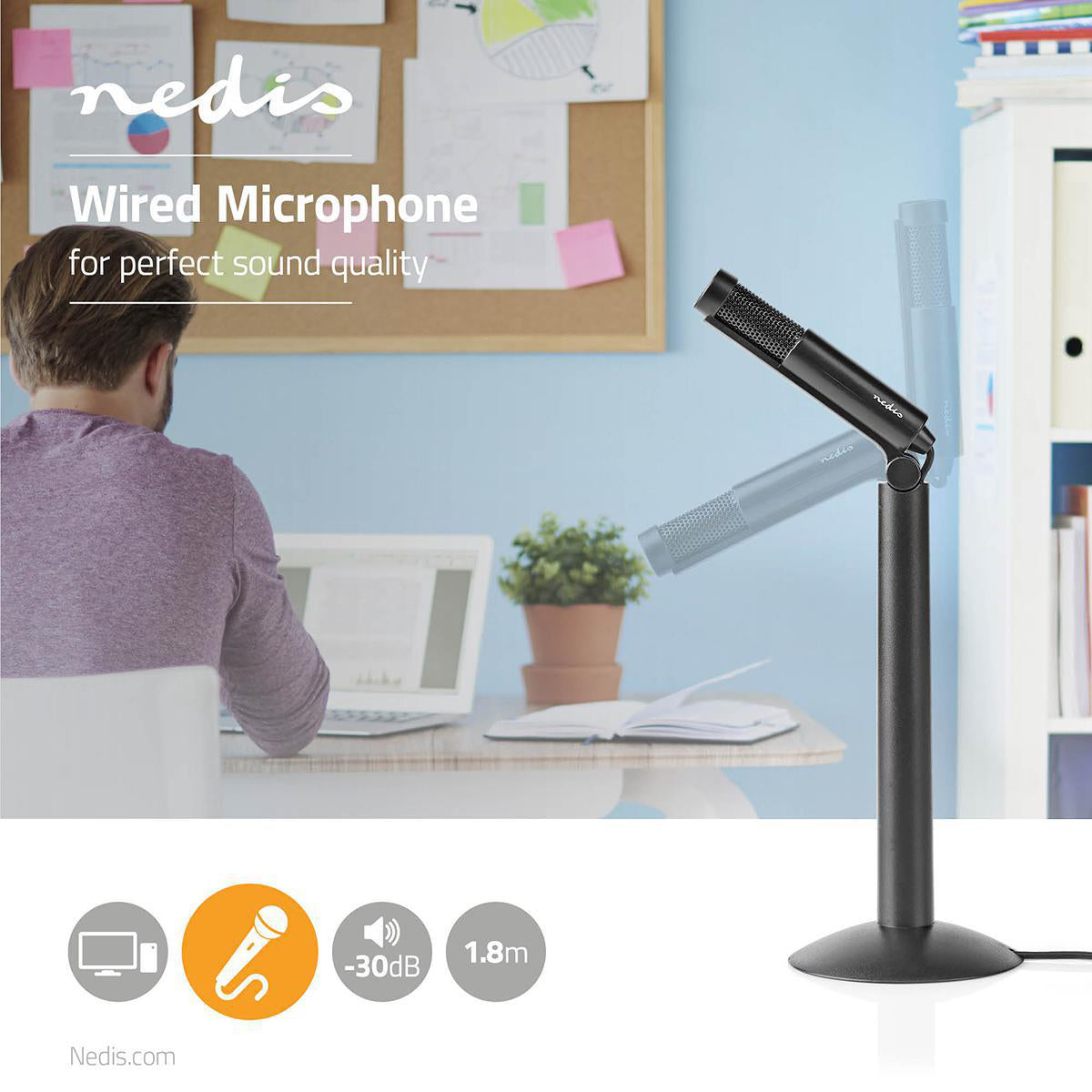 Tischmikrofon Neigbar Kondensator Mikrofon mit Stativ Microphone 3,5mm Schwarz