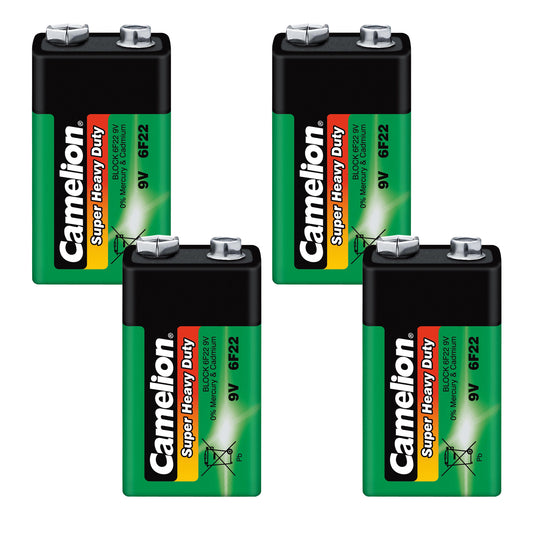 4x 9V Block Batterie Camelion 6F22-SP1G E-Block Rauchmelder Batterien Heavy
