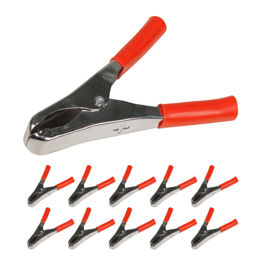 10x Krokodilklemmen 20A Rot 82mm isoliert Prüfklemmen Kroko Batterieklemmen