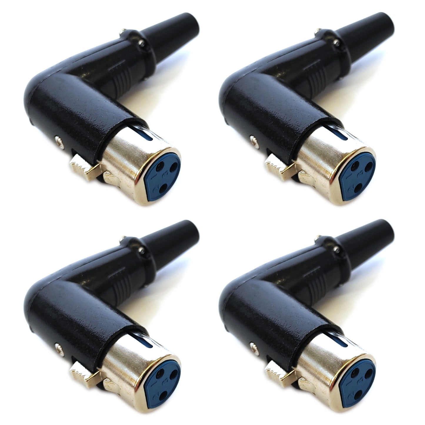 4x XLR Buchse auf weißem Hintergrund