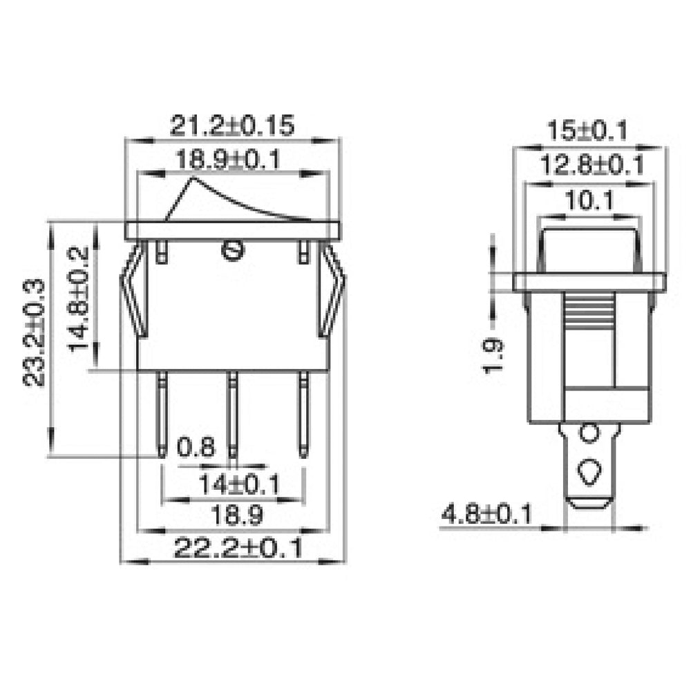 Wippenschalter 3 Polig Ein/Aus/Ein 250V 6A Kippschalter Wippschalter 3 Stellung