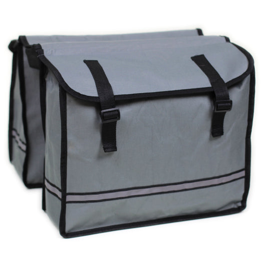 Doppel Satteltasche f. d. Fahrrad Gepäckträger / Grau / Wetterfeste Tasche