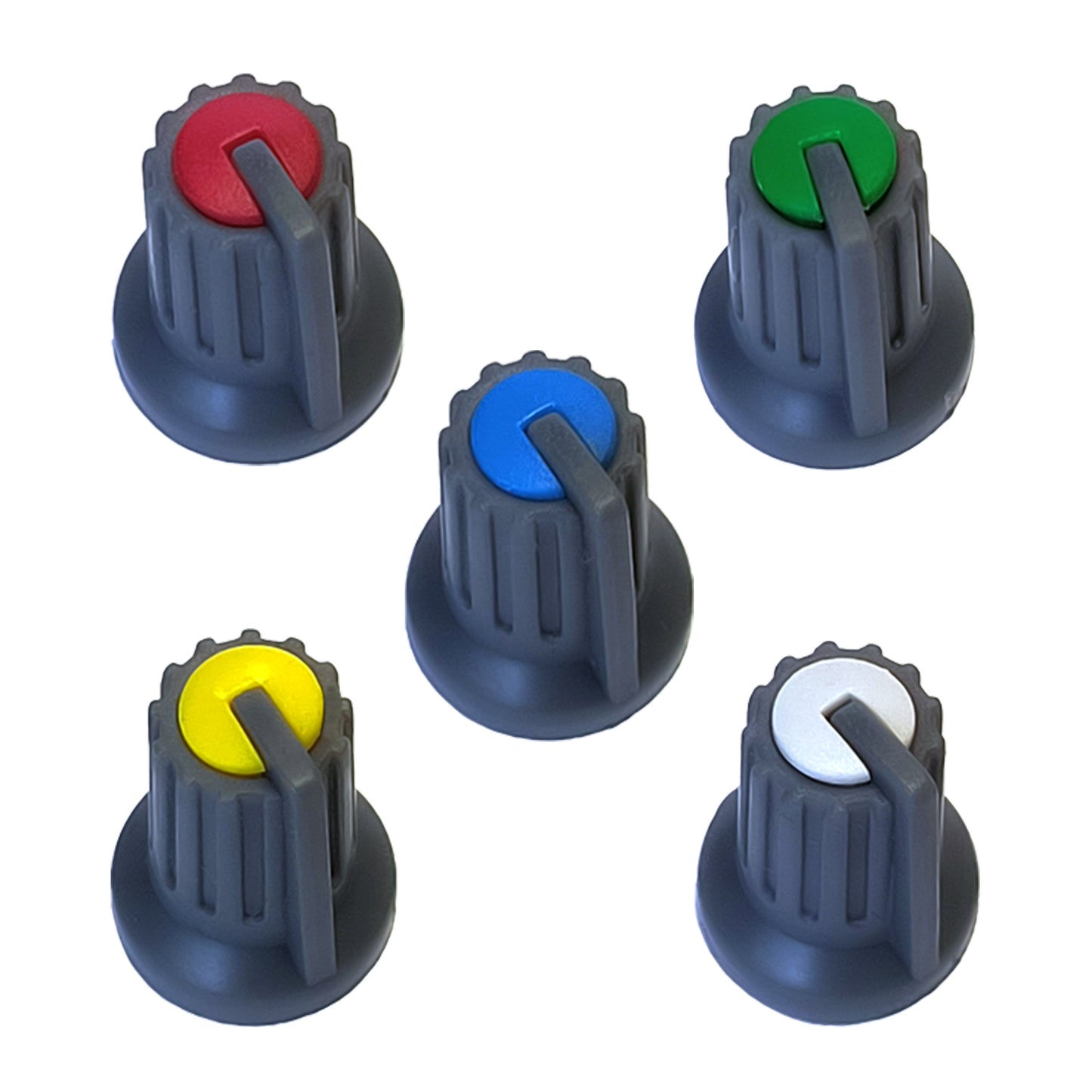5x Drehknopf Rot Grün Blau Gelb Weiß Set 14x20mm Regler Knöpfe Potentiometer 6mm