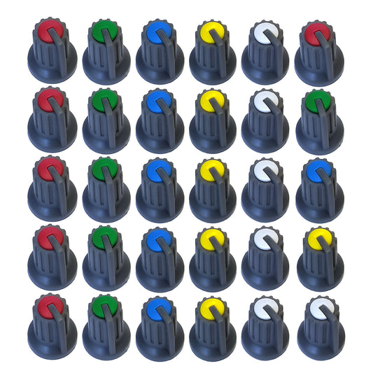 5x Drehknopf Rot Grün Blau Gelb Weiß Set 14x20mm Regler Knöpfe Potentiometer 6mm