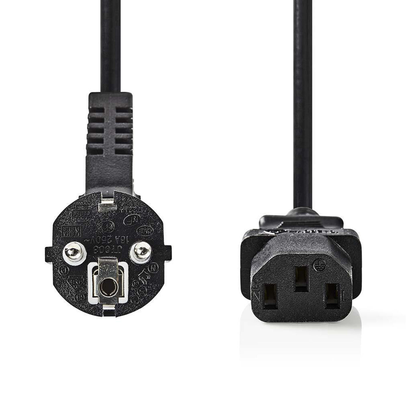 Kaltgeräte Stromkabel 10m 5m 3m 2m einseitig gewinkelt Netzkabel Kabel Schwarz