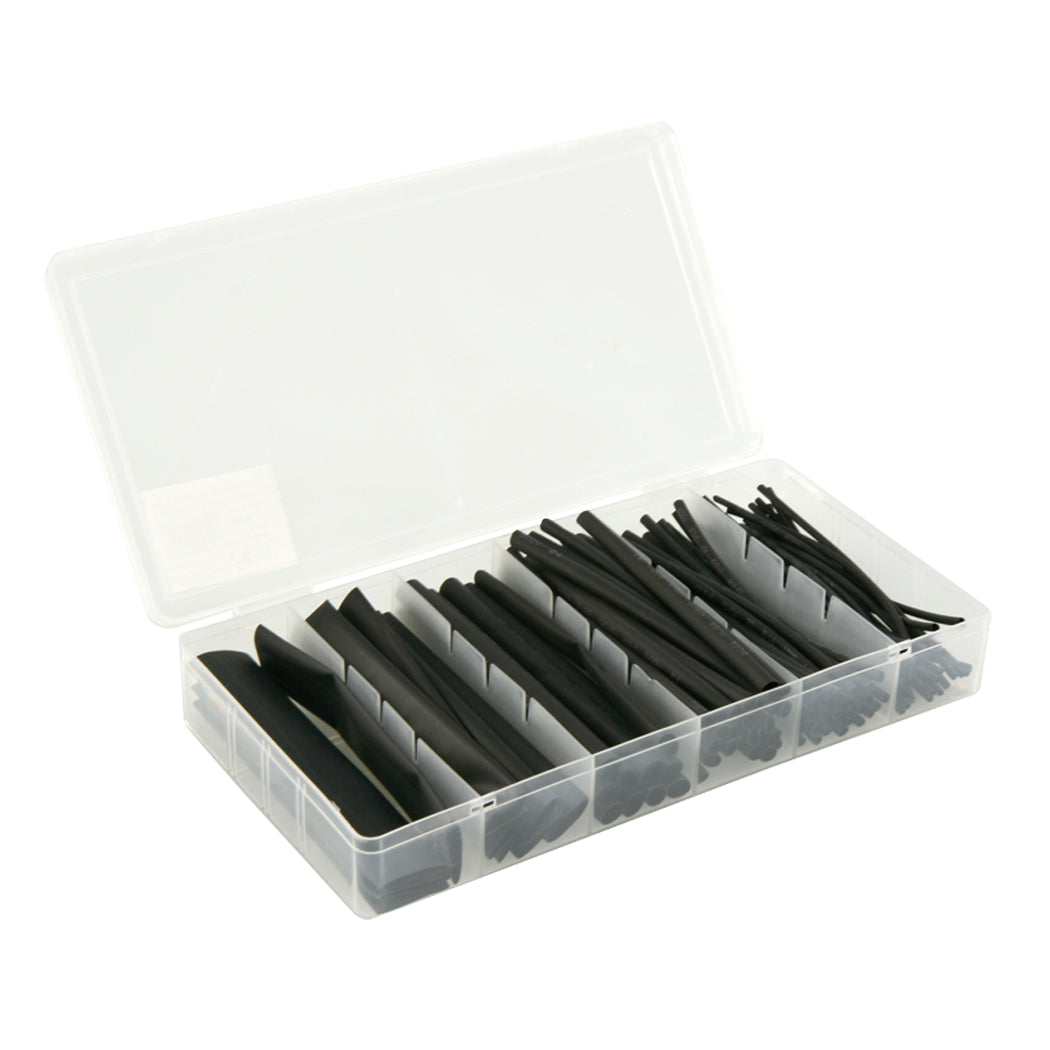 100x Schrumpfschlauch Set in Box 10cm Schwarz Weiß Schrumpfschläuche Sortiert