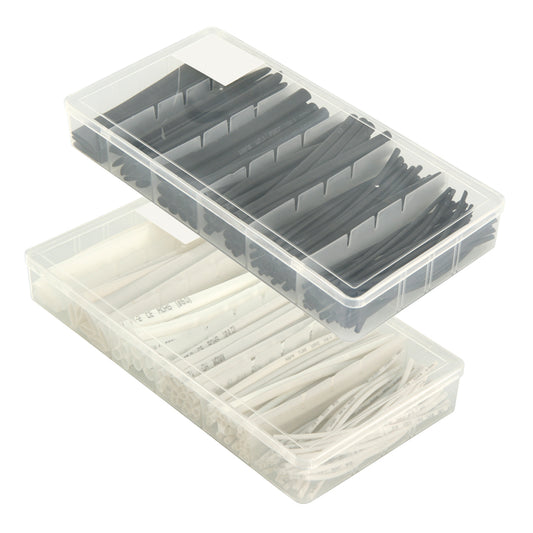 100x Schrumpfschlauch Set in Box 10cm Schwarz Weiß Schrumpfschläuche Sortiert