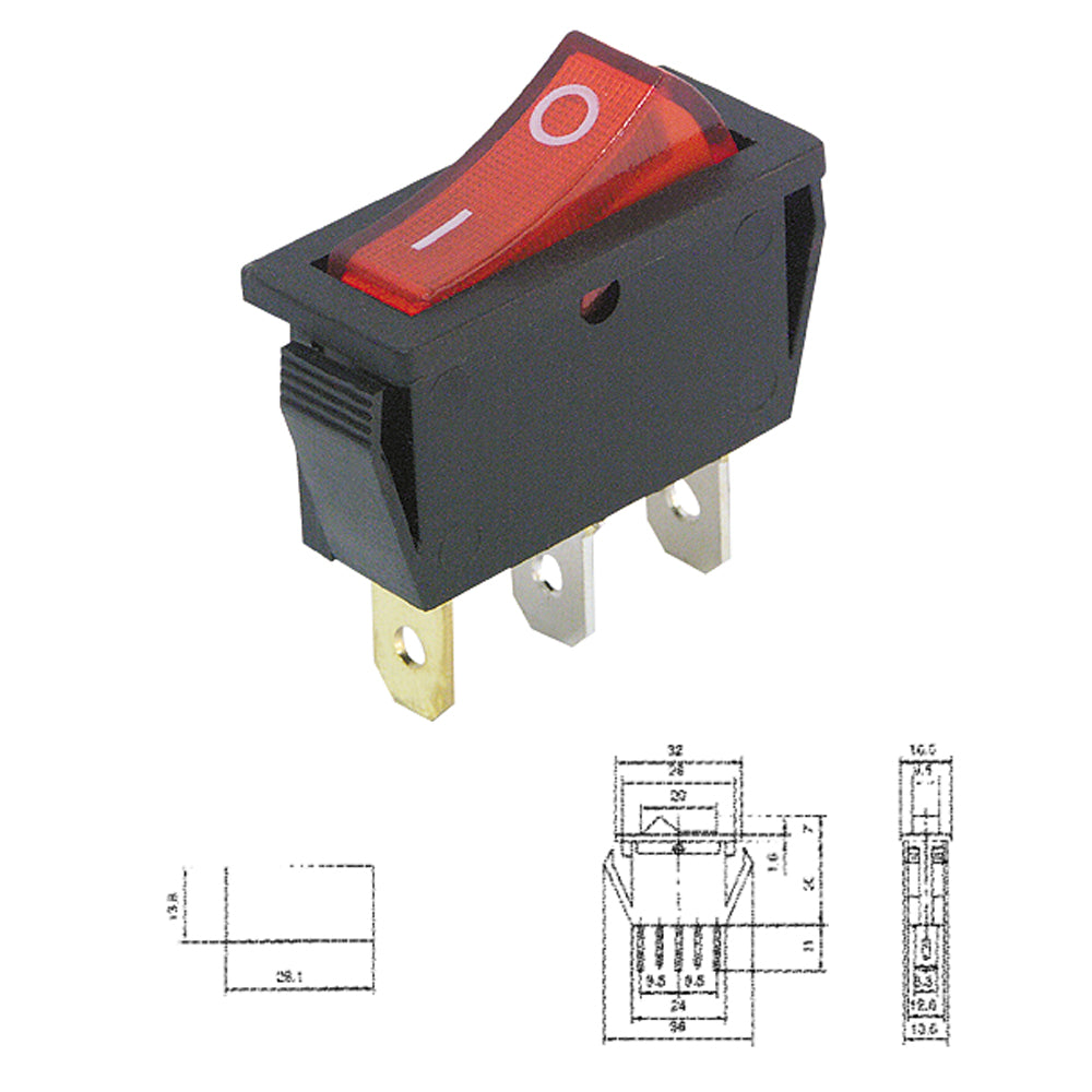 Wippenschalter 3 Polig beleuchtet 250V 15A 125V 20A Ein/Aus Wippschalter 2 Stuf.