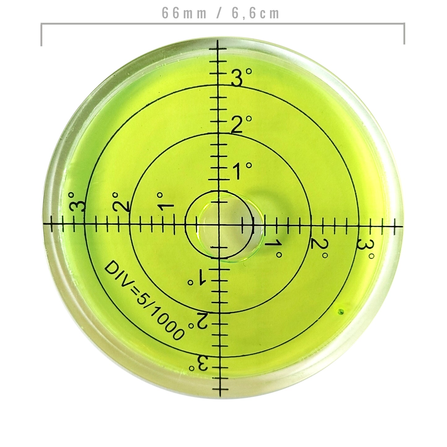 Dosenlibellen XXL 66x11mm Wasserwaage Libelle Präzisions-Waage Rund Gelb-Grün