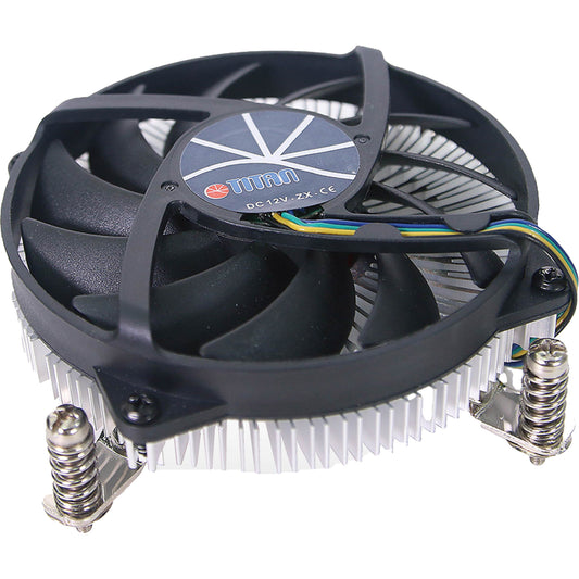 CPU Kühler im Detail auf weißem Hintergrund von Schräg oben