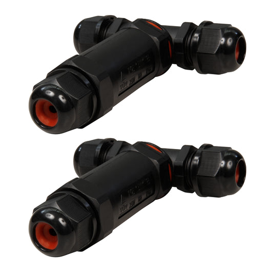 2x Kabel-T-Verbinder Wasserdicht 5-Polig 1,5mm² Kabelmuffe 250V 16A Dosenmuffe