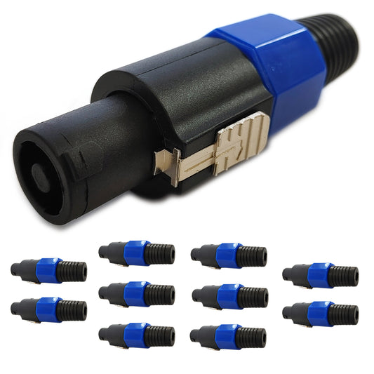 10x PA Lautsprecherstecker und eine Großaufnahme des Steckers