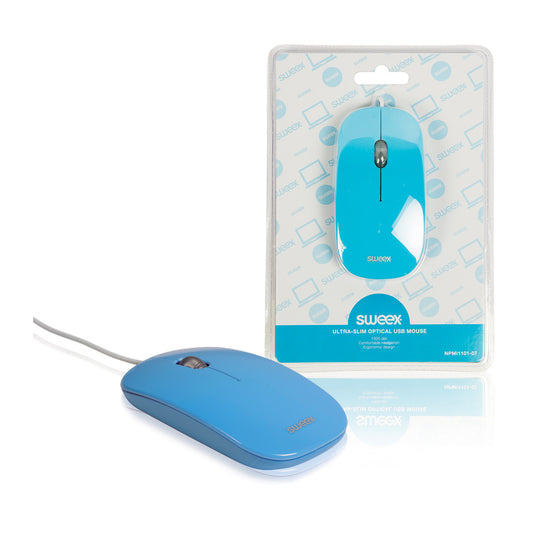 Optische USB Maus in Blau - Ultraschlankes Design - 1000 dpi - SWEEX NPMI1101-07