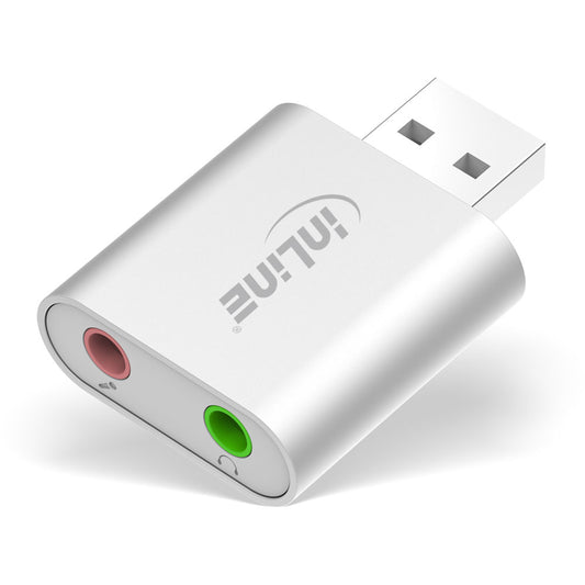 USB Audio Soundkarte im Detail auf weißem Hintergrund