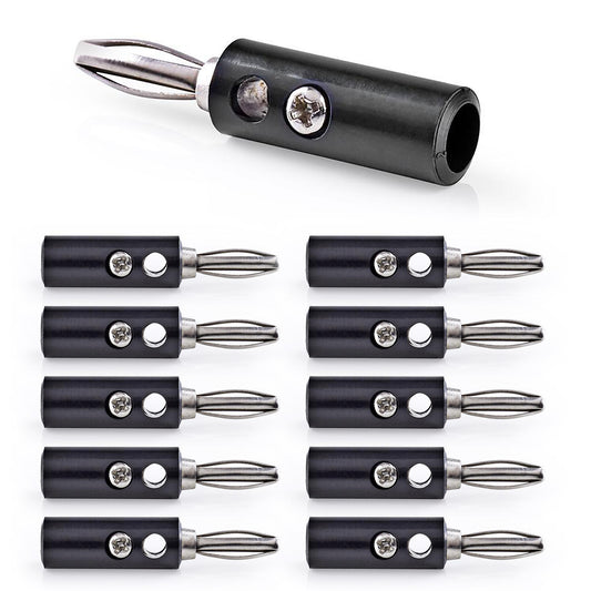 10x Bananenstecker Schwarz schraubbar 4mm Labor Audio Netz Telefon Stecker