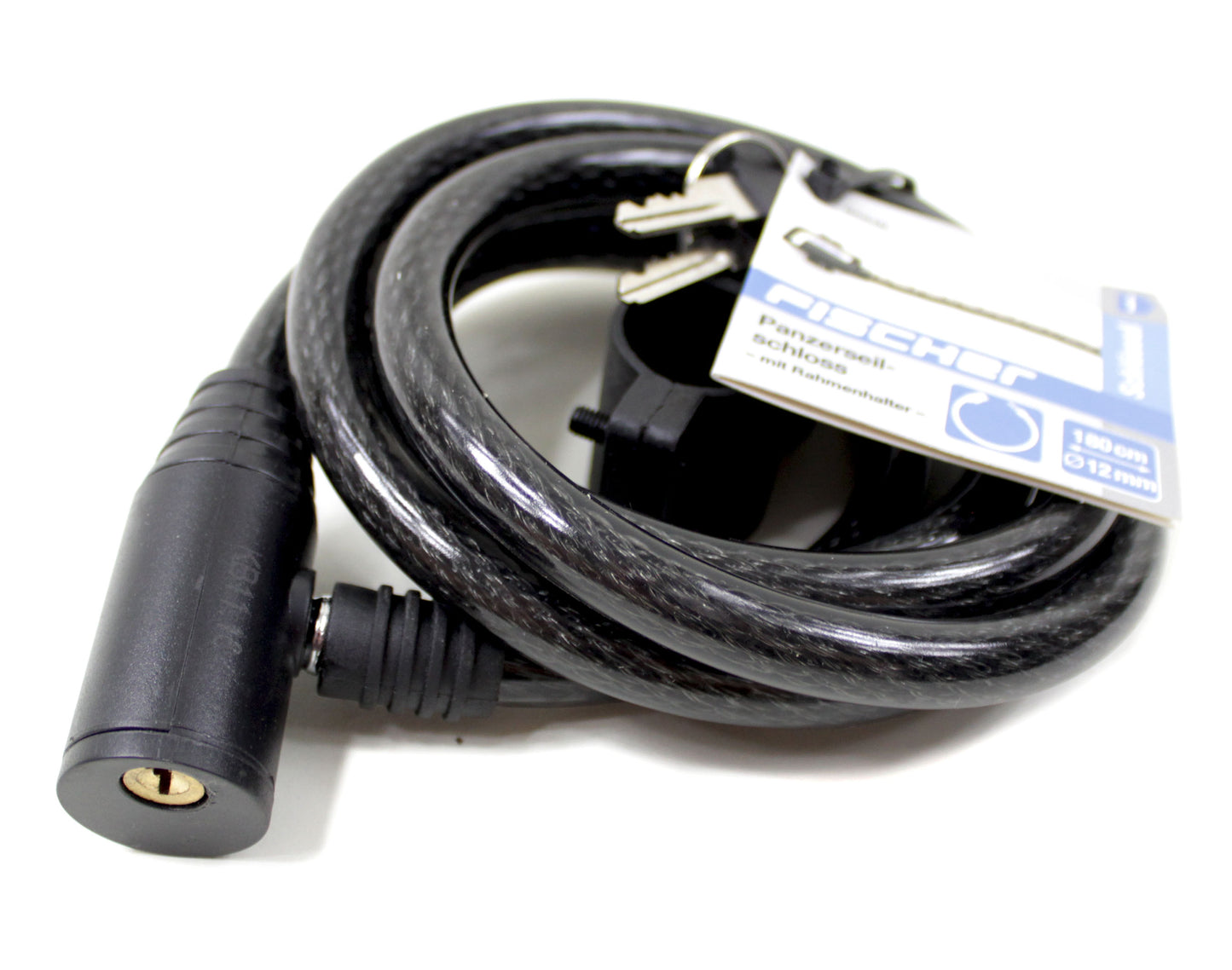 Seilschloss Stahlkabel Fahrradschloss m. Halter 180x12mm Fischer Motorradschloss