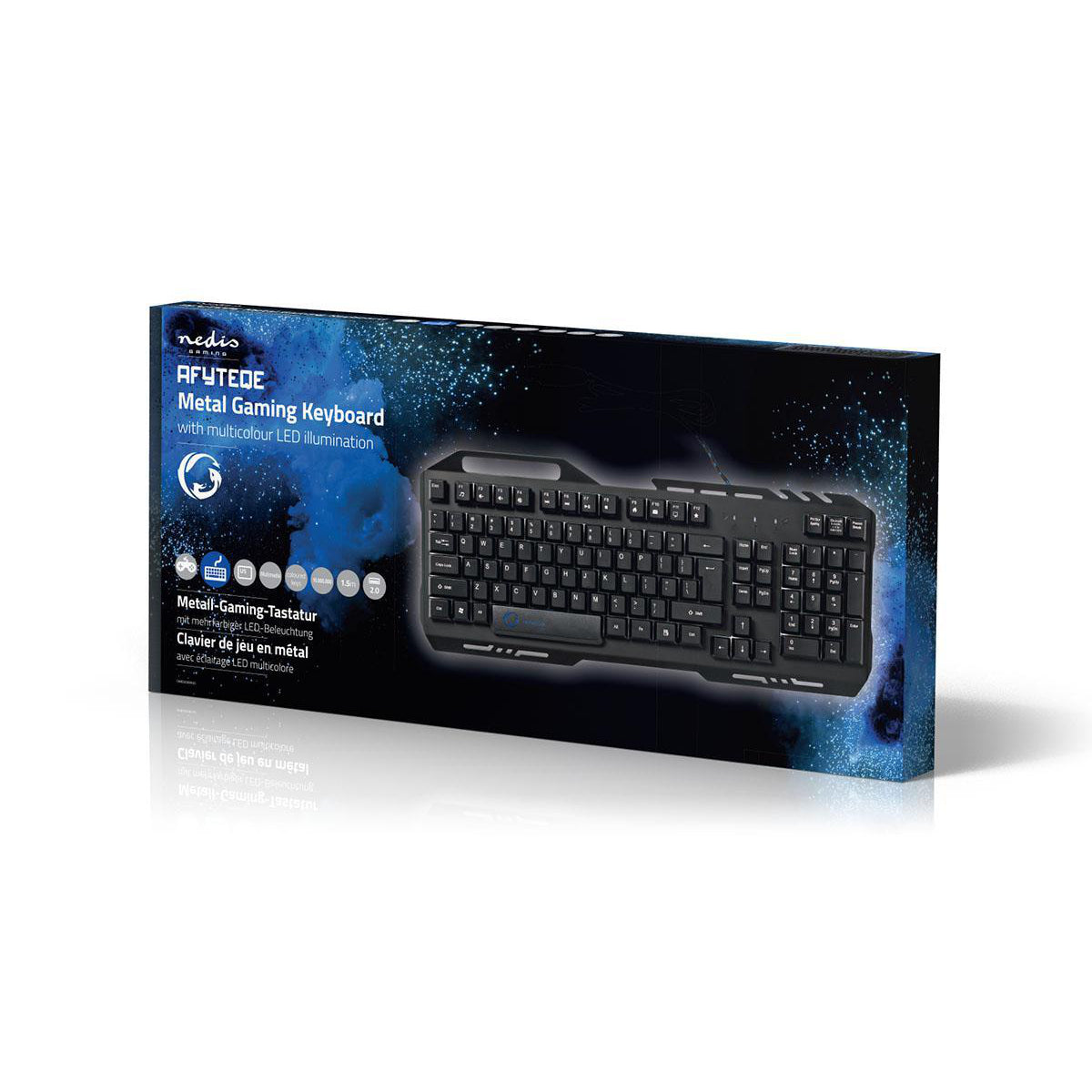 Gaming Tastatur US-International-Layout LED Beleuchtung USB Keyboard Handyhalter