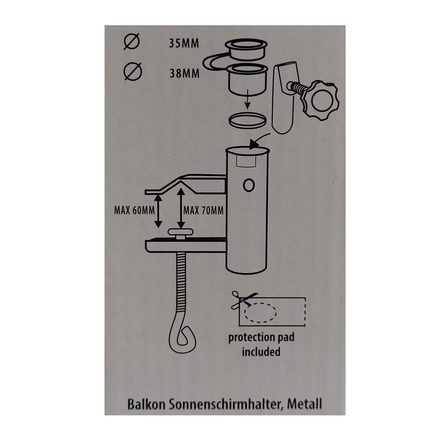 Sonnenschirmhalter für Balkon Geländer Metall Halterung Sonnenschirm Ständer