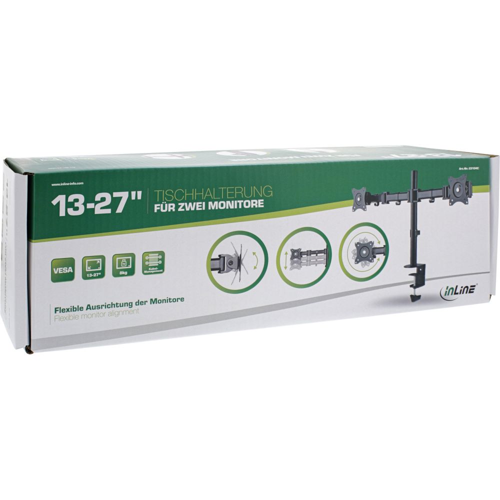 Tischhalterung 2 Monitore 13-27" Doppel Monitorarm TFT LED LCD OLED Schwarz