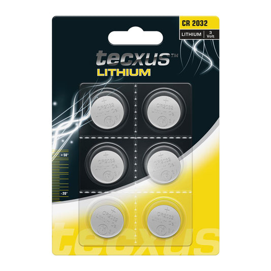 6 Stück CR2032 Batterien 3V Lithium Knopfzellen Knopfbatterien Langlebig Tecxus