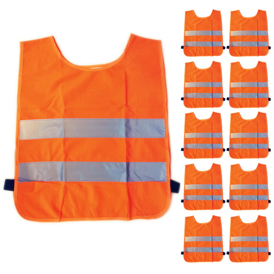 10x Kinder Warnweste 3-12 Jahre Orange Sicherheitsweste Überwurfweste Warnschutz