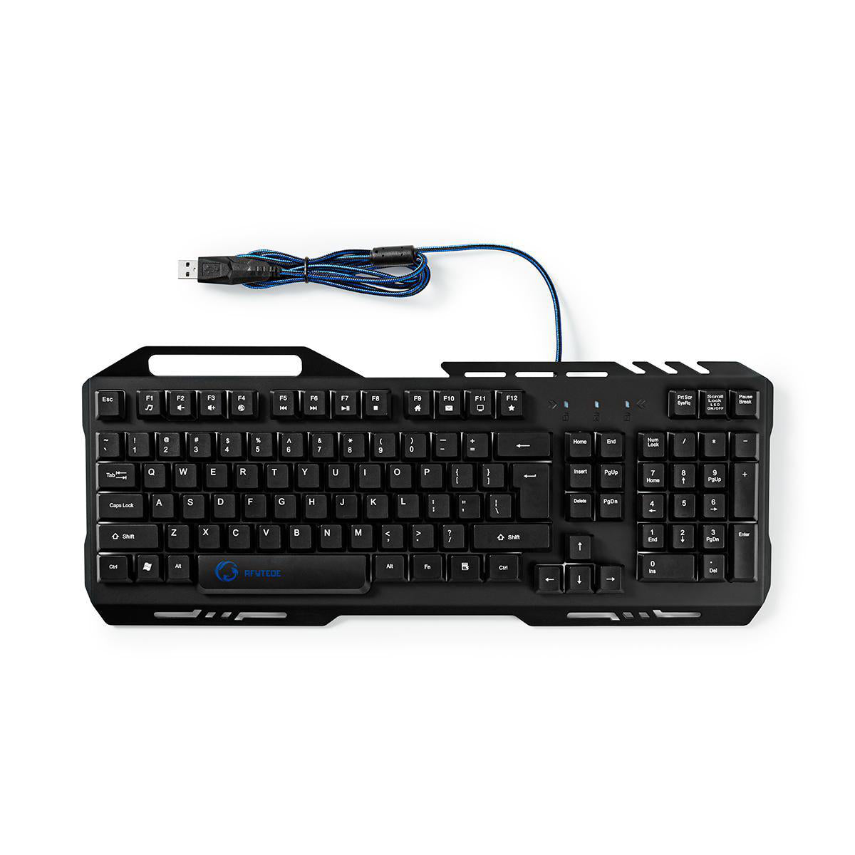 Gaming Tastatur US-International-Layout LED Beleuchtung USB Keyboard Handyhalter