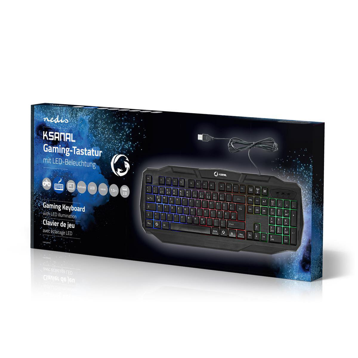 Gaming Tastatur Deutsch LED Multicolor Beleuchtung USB Keyboard Schwarz QWERTZ