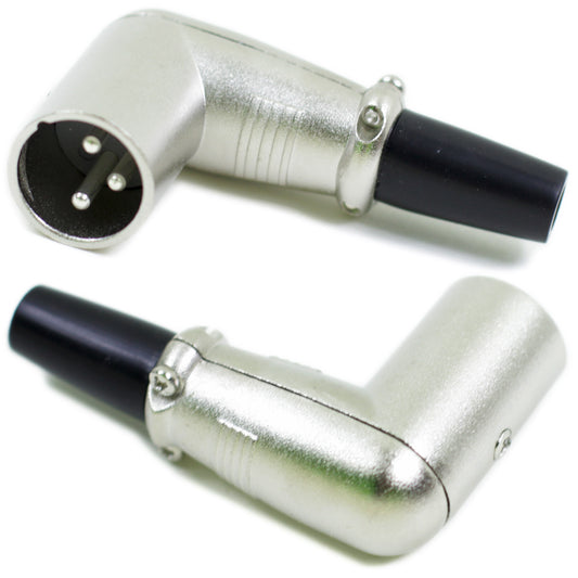 XLR Stecker 90° gewinkelt Metall mit Zugentlastung 3 poliger Audio Winkelstecker