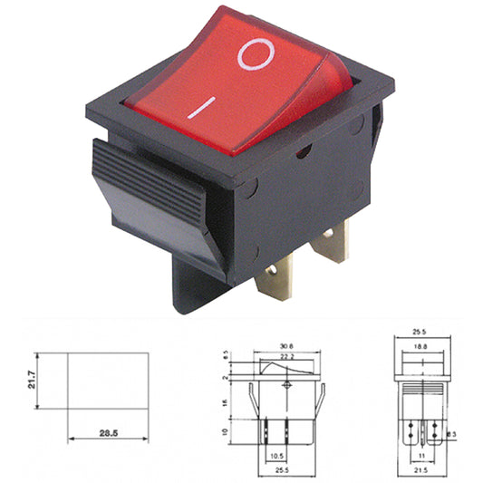 Wippenschalter 4 Polig beleuchtet 250V 15A 125V Ein/Aus Wippschalter Rot Taster