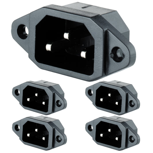 5x Kaltgeräte Einbaustecker Einbaubuchse 230V 5 Stück Kaltgerätestecker Löten