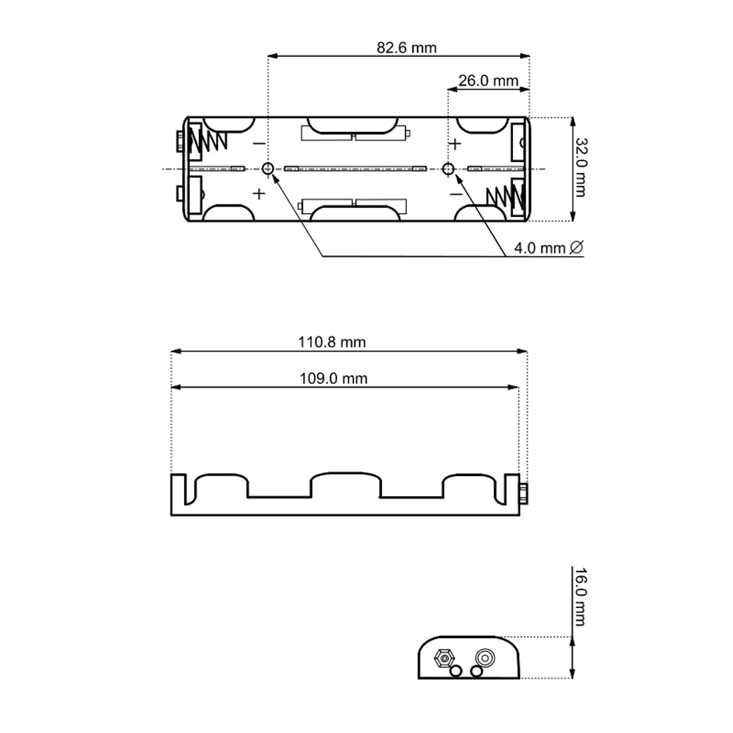 Batteriehalter Akkuhalter für 4x AA Mignon Zellen Batteriegehäuse FR6 HR6 LR6