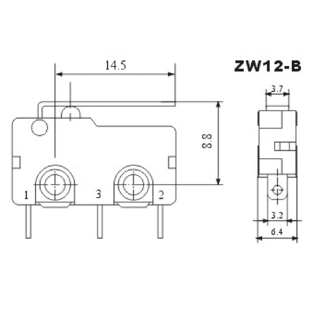 Microschalter m. Hebel 250V 5A 3 Polig Mikroschalter Endschalter Taster gefedert