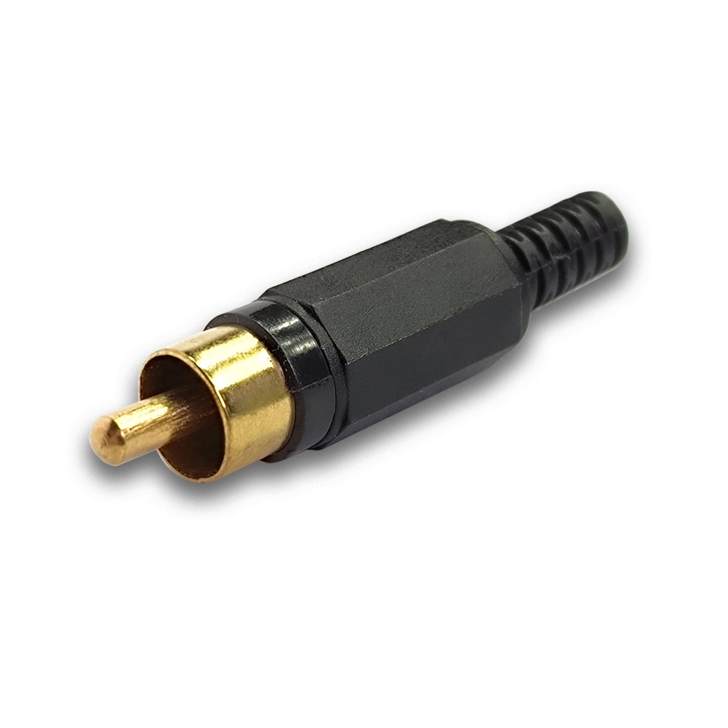 10x Cinch Stecker Schwarz vergoldet Knickschutz Audio Video Stecker Chinch Löten