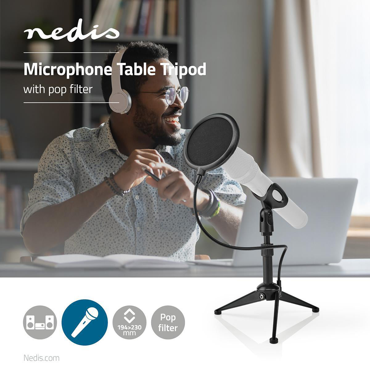 Mikrofonstativ mit Popschutz Mikrofon-Tisch-Ständer Halter + Popfilter Universal