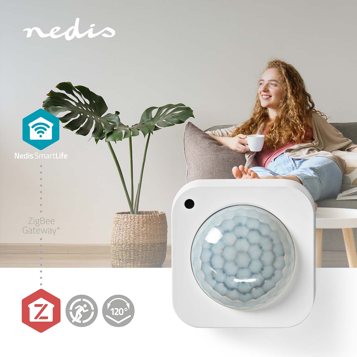 Bewegungssensor Helligkeitssensor Zigbee SmartLife PIR Motion Detektor Nedis