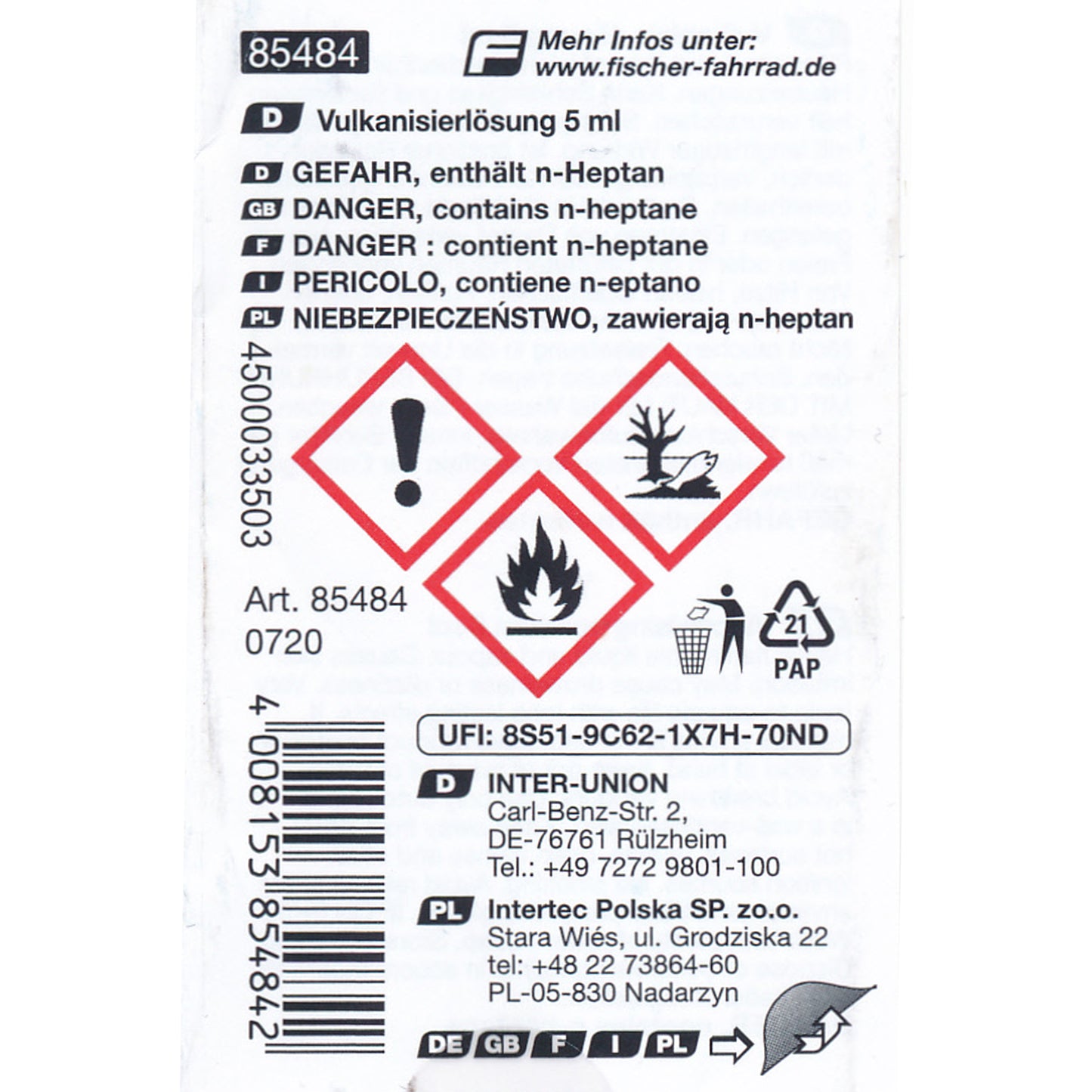 Vulkanisierlösung für Reifenreparatur 5ml Fahrrad Flickenkleber Flickzeug