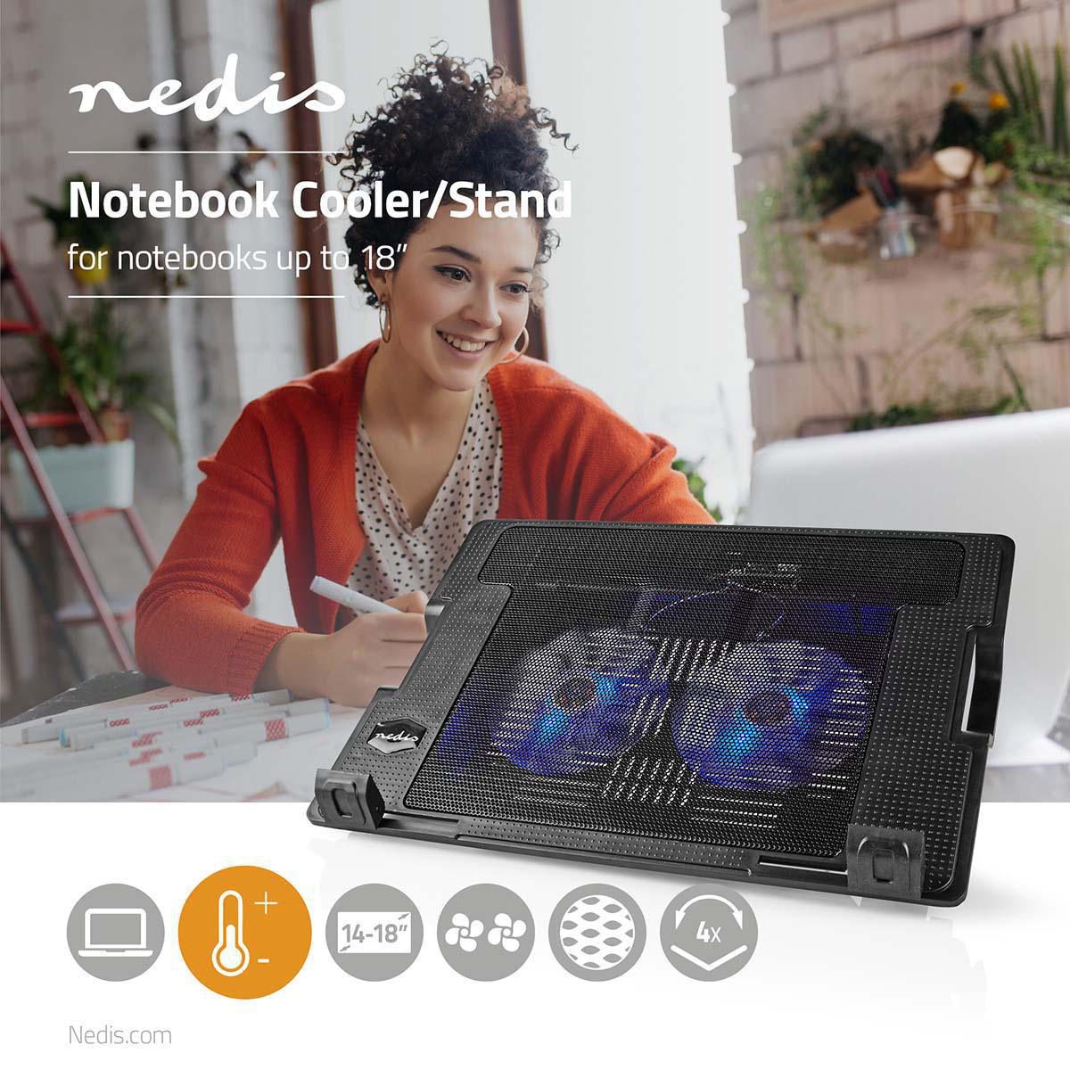 Notebook-Ständer mit aktiver Kühlung 14-18" LED Verstellbarer Laptophalter RGB