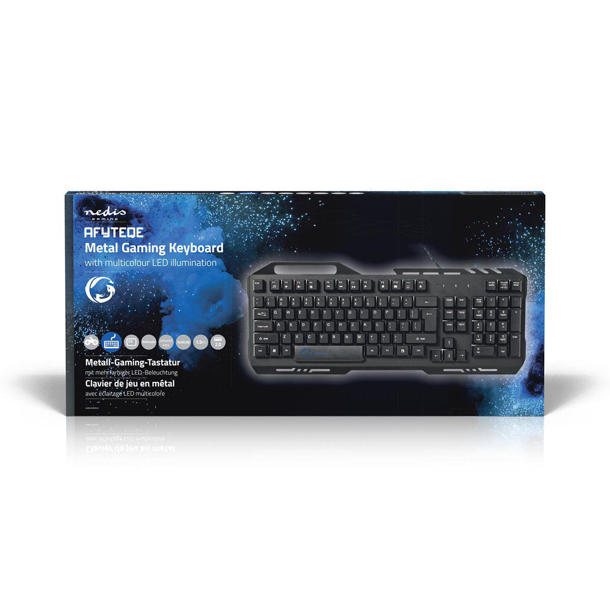 Gaming Tastatur US-International-Layout LED Beleuchtung USB Keyboard Handyhalter