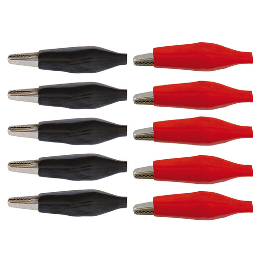 10x Krokodilklemmen Rot Schwarz Gemischt 55mm isoliert Kroko Mess Prüfklemmen
