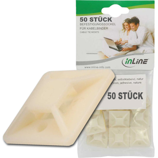 50 Stück selbstklebende Befestigungssockel für Kabelbinder 25 x 25mm Klebesockel
