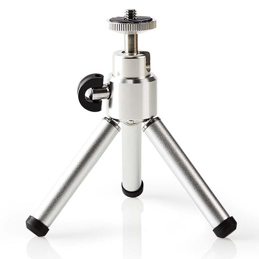Mini Tischstativ Silber Metall Stativ für Foto Video Kamera Fotostativ 3-Bein