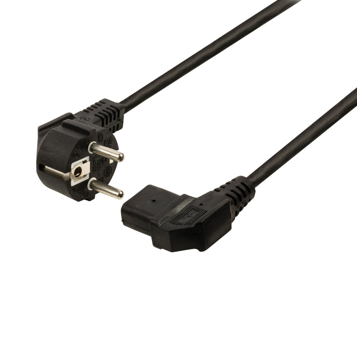 Kaltgerätekabel 10 Meter / Beide Stecker gewinkelt / Kaltgeräte Stromkabel 10m