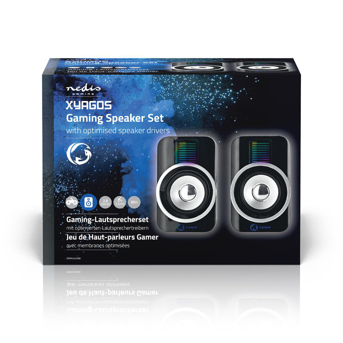 Lautsprecher System 2.0 LED Beleuchtet PC Notebook Soundsystem Boxen USB 3,5mm